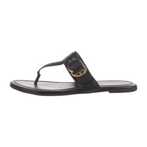 Tory Burch Marsden Black Leather Sandals with Gold Accent